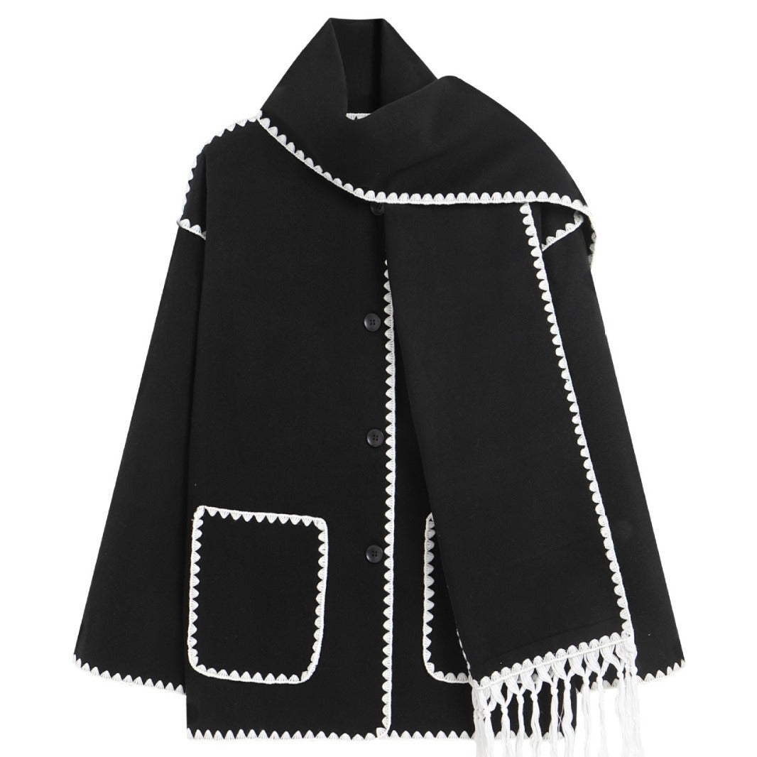 Lola | Women's Woolen Coat Thick Loose With Scarf