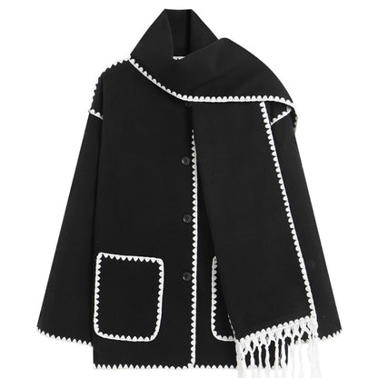 Lola | Women's Woolen Coat Thick Loose With Scarf