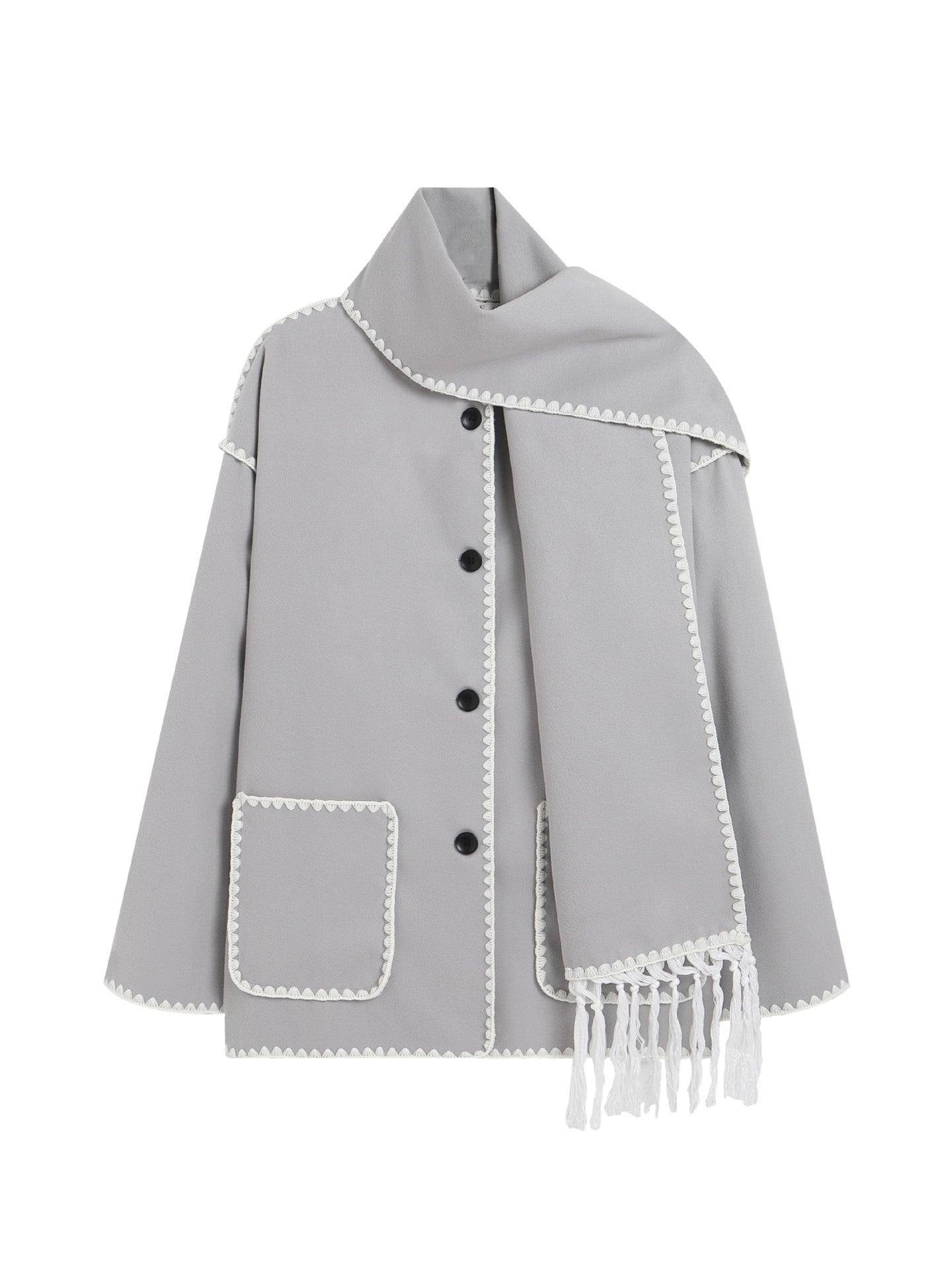 Lola | Women's Woolen Coat Thick Loose With Scarf
