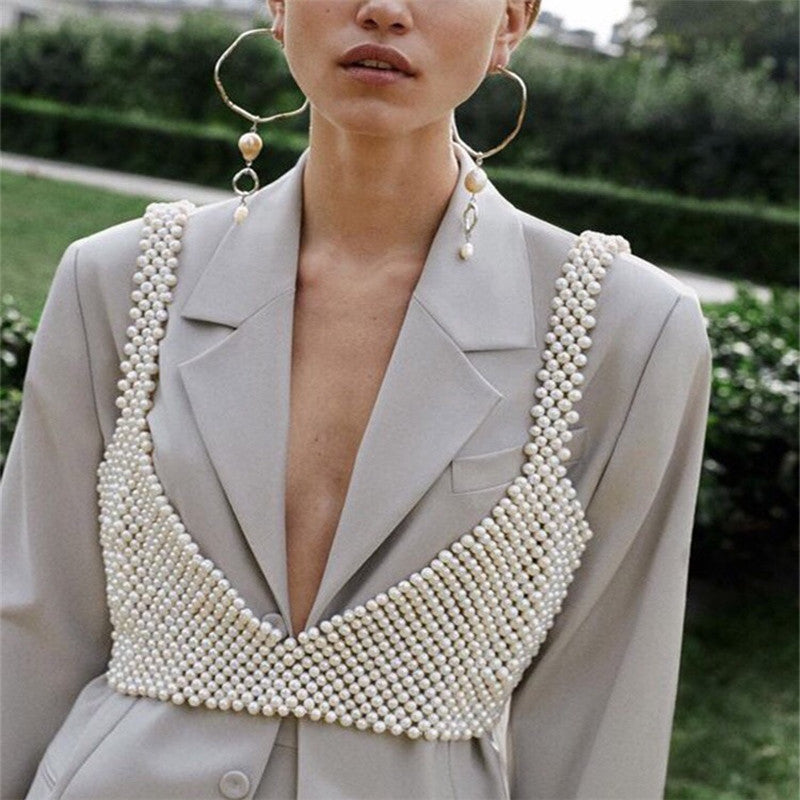 Pearl Wrap Chest Women's Vest Sling Outer Wear Women