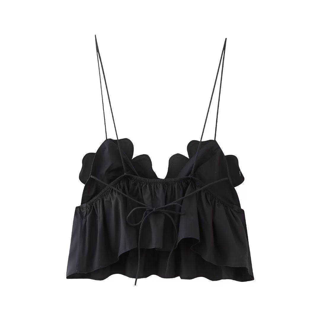 Women's European And American Style Flower Decoration Short Camisole Top