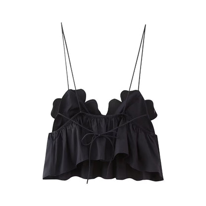 Women's European And American Style Flower Decoration Short Camisole Top