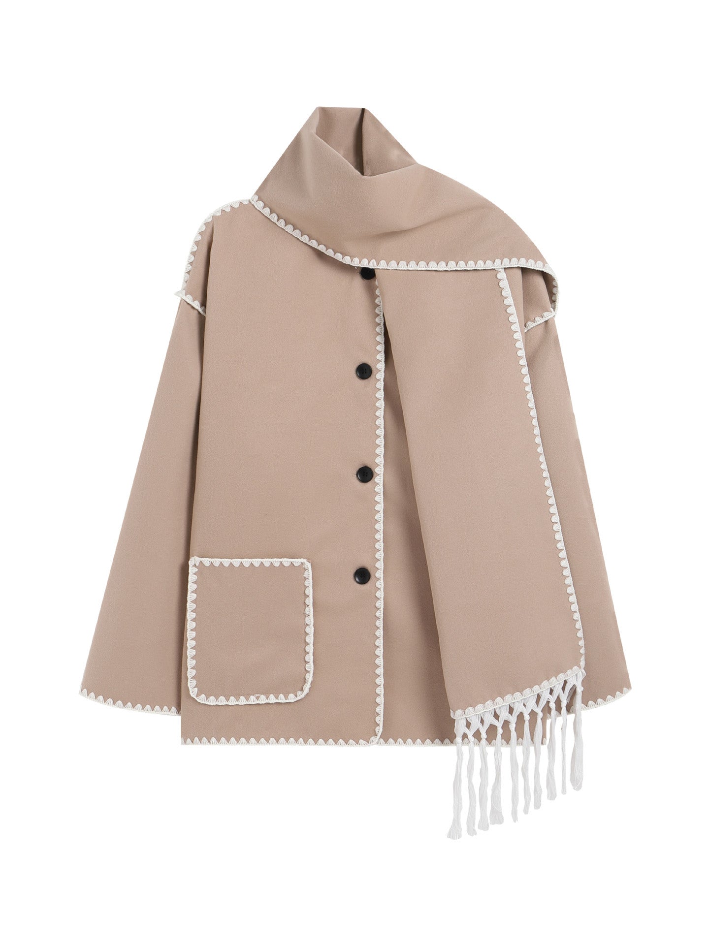 Lola | Women's Woolen Coat Thick Loose With Scarf