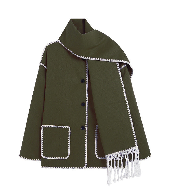 Lola | Women's Woolen Coat Thick Loose With Scarf