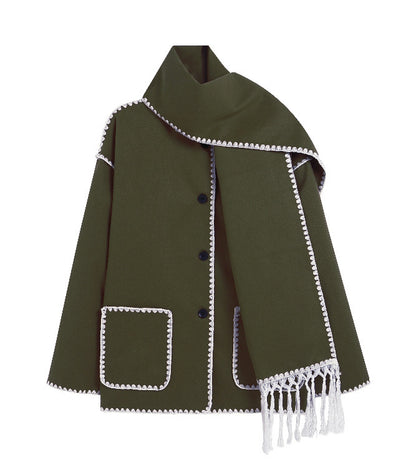 Lola | Women's Woolen Coat Thick Loose With Scarf