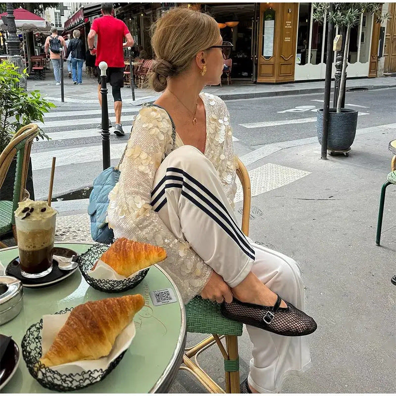 Sequin Decorative Kimono Long Sleeve Coat