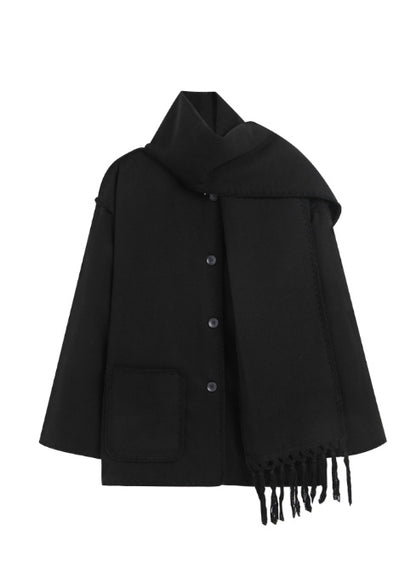 Lola | Women's Woolen Coat Thick Loose With Scarf