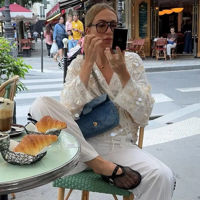 Sequin Decorative Kimono Long Sleeve Coat