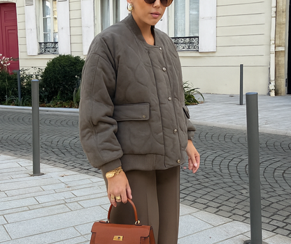 Autumn in Paris - Beige Bomber Jacket