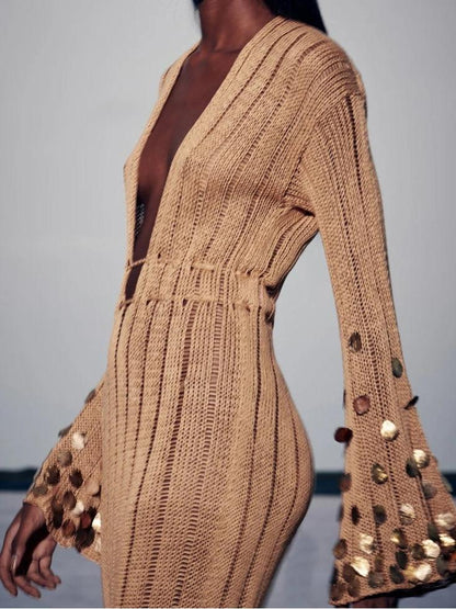 Dolly Gold Knit Maxi Dress
