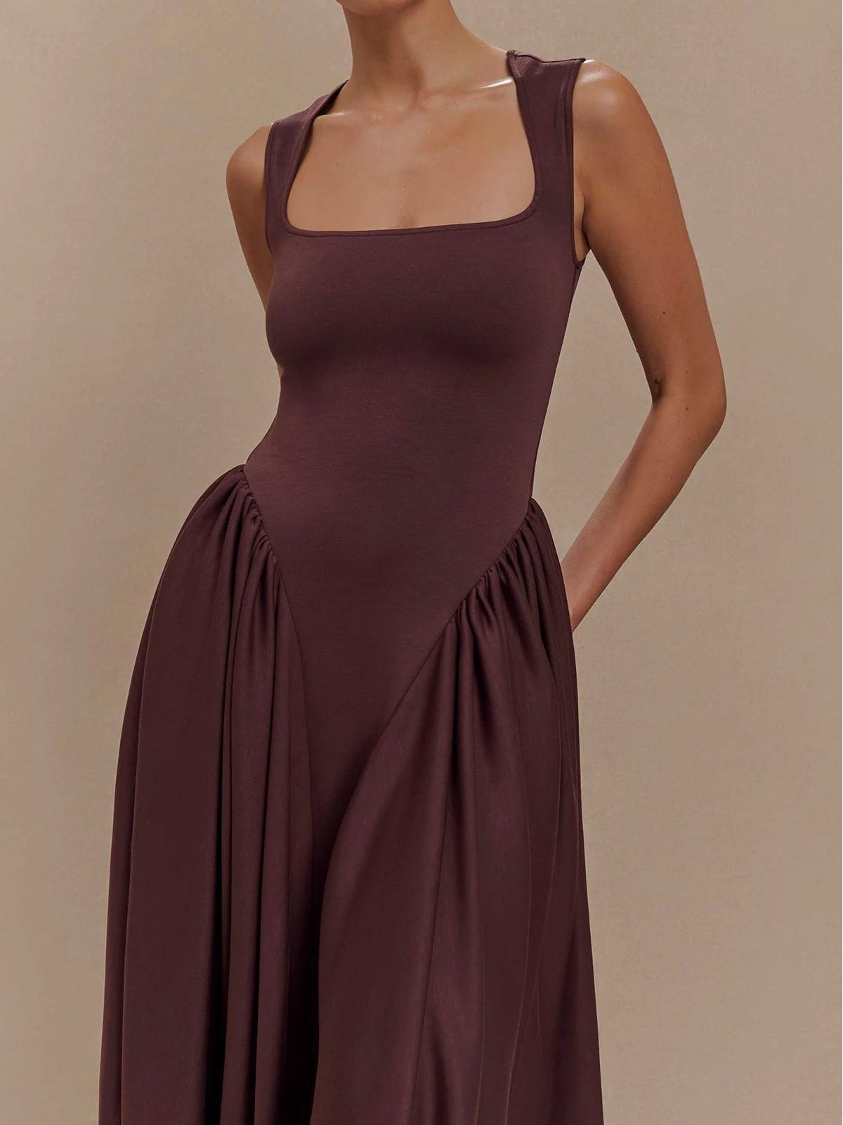 SHARON Midi Dress - Cacao Brown
