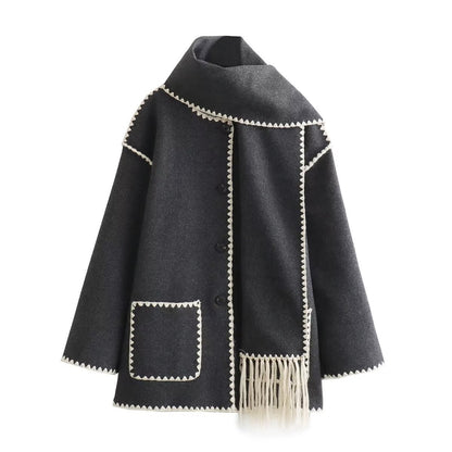 Lola | Women's Woolen Coat Thick Loose With Scarf