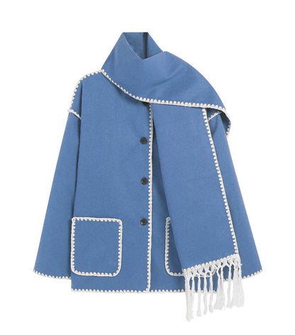 Lola | Women's Woolen Coat Thick Loose With Scarf