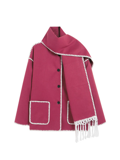 Lola | Women's Woolen Coat Thick Loose With Scarf