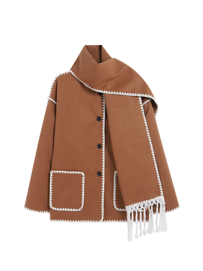 Lola | Women's Woolen Coat Thick Loose With Scarf