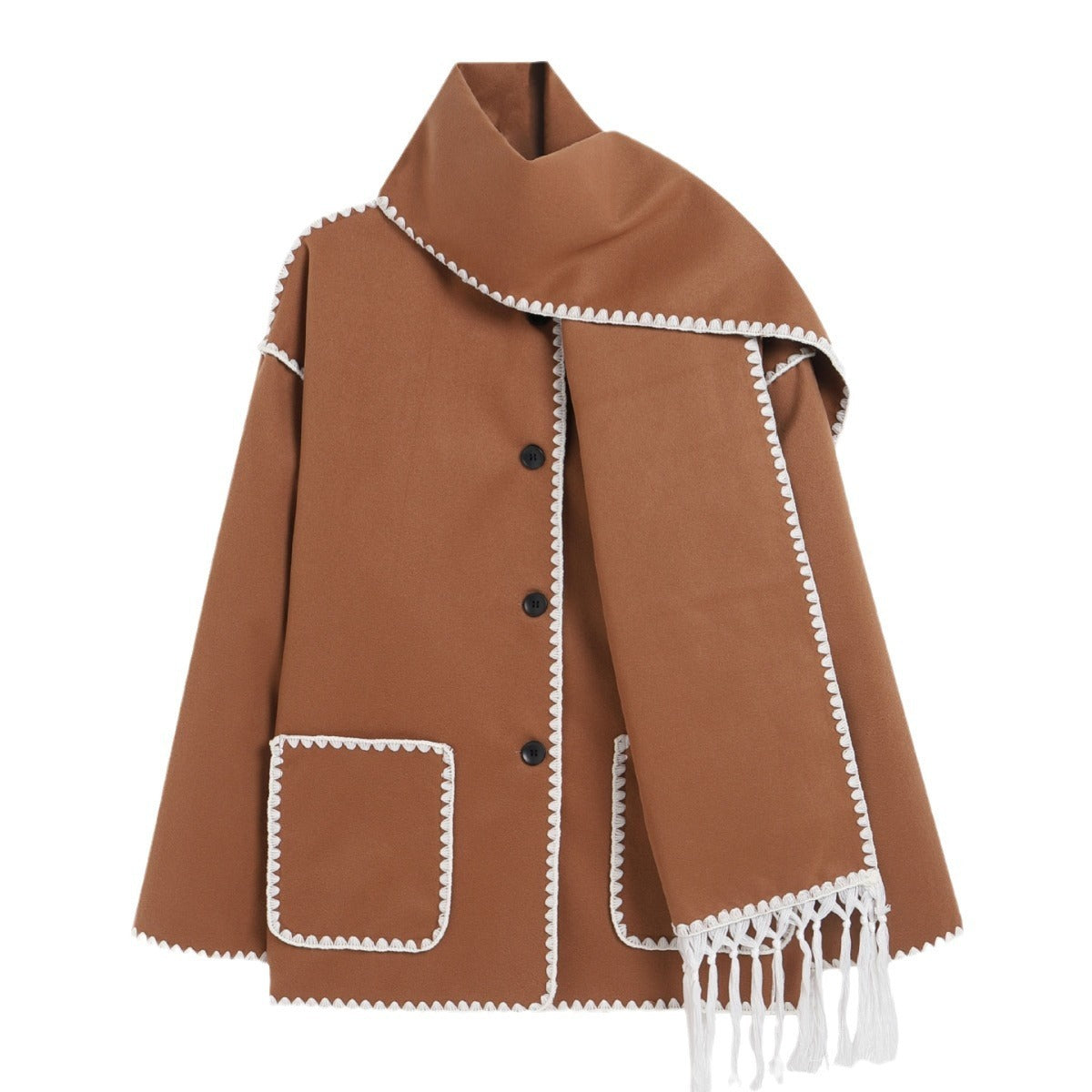 Lola | Women's Woolen Coat Thick Loose With Scarf
