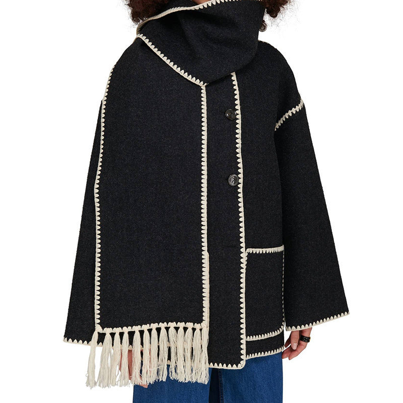 Lola | Women's Woolen Coat Thick Loose With Scarf