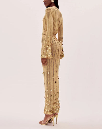 Dolly Gold Knit Maxi Dress
